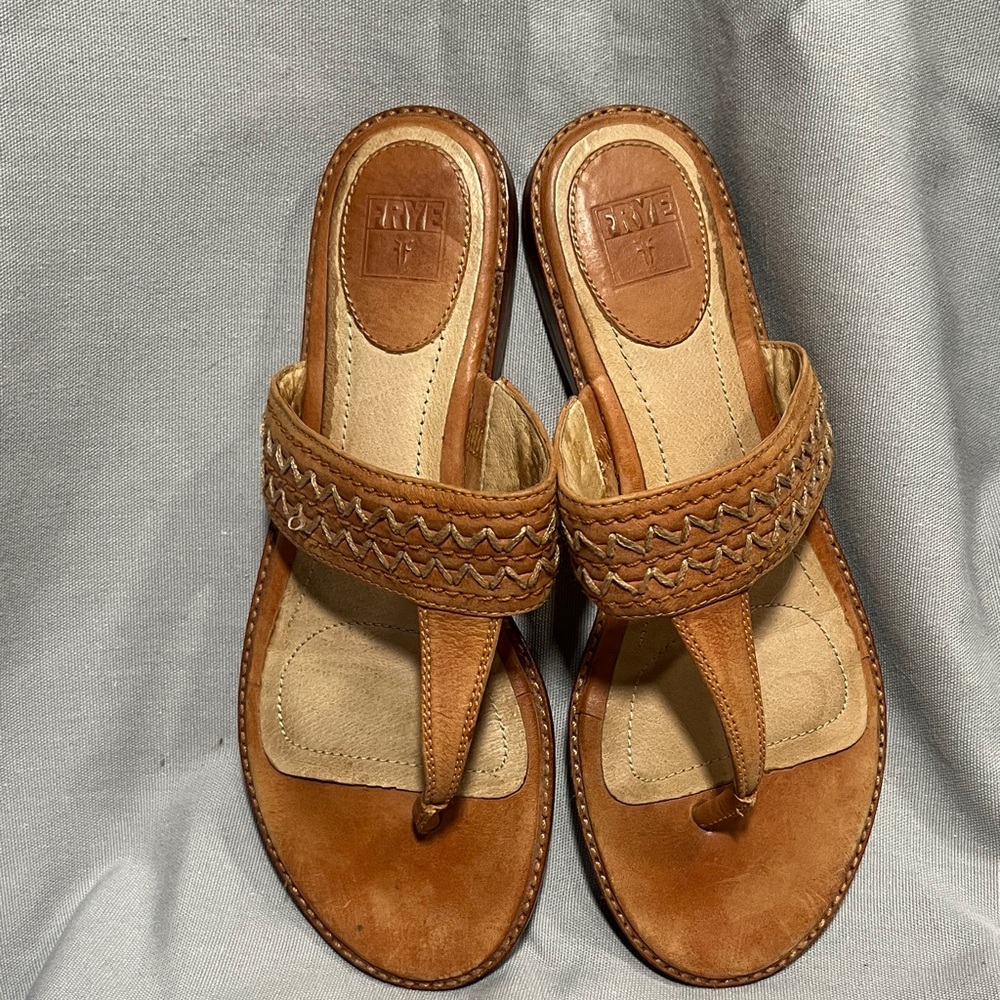 Women's 100% Leather Tan Sandals - Picture 7 of 7